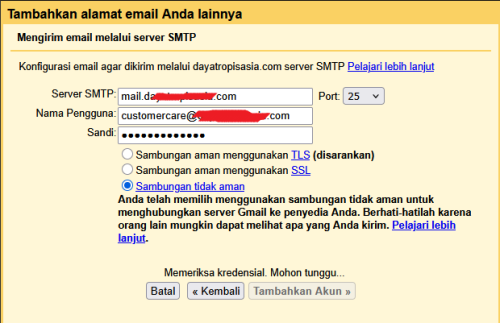 setting smtp gmail