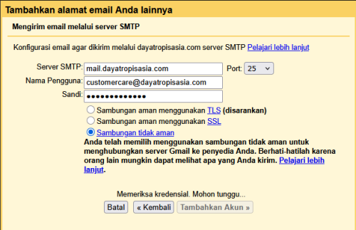 mengatur smtp gmail