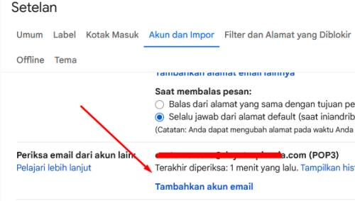 tambah akun email untuk pop3 gmail